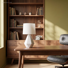 White Ceramic Table Lamp in a decorated room