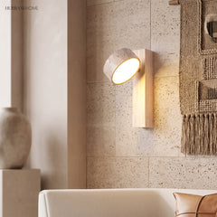 Travertine Rotatable Wall Lamp in a bedroom setting