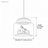 Clear Glass Pendant Light with Animal Figures dimension illustration