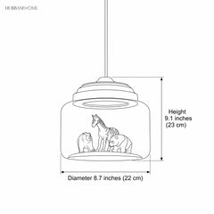 Clear Glass Pendant Light with Animal Figures dimension illustration