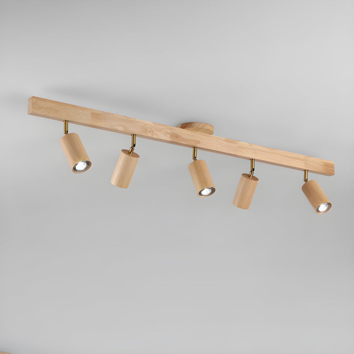 Wood beam multi head track ceiling spotlight alternative angle view 13