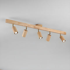 Wood beam multi head track ceiling spotlight alternative angle view 13