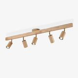 Wood beam multi head track ceiling spotlight close detail view 26