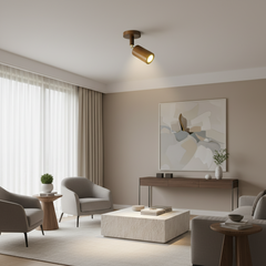Wood beam multi head track ceiling spotlight colour option view 27