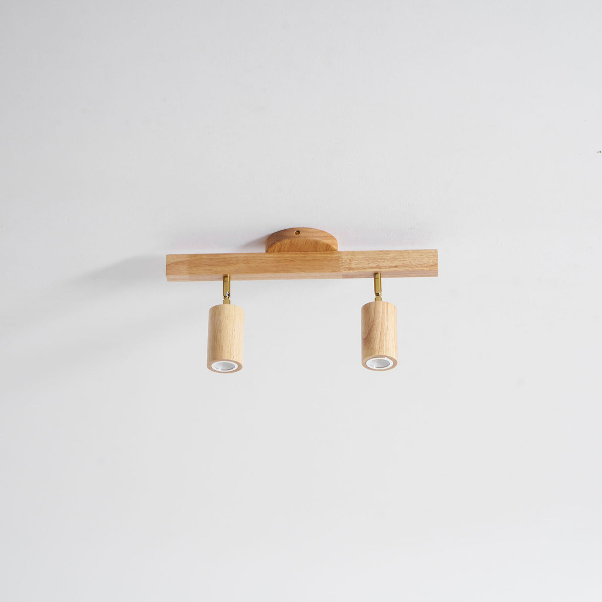 Wood beam multi head track ceiling spotlight close detail view 32