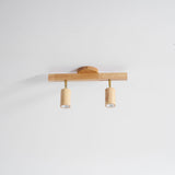 Wood beam multi head track ceiling spotlight close detail view 32