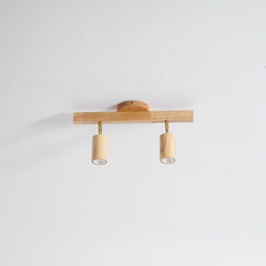 Wood beam multi head track ceiling spotlight close detail view 32