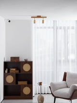 Wood beam multi head track ceiling spotlight close detail view 38