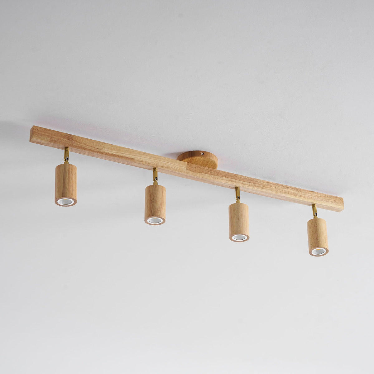 Wood beam multi head track ceiling spotlight close detail view 56