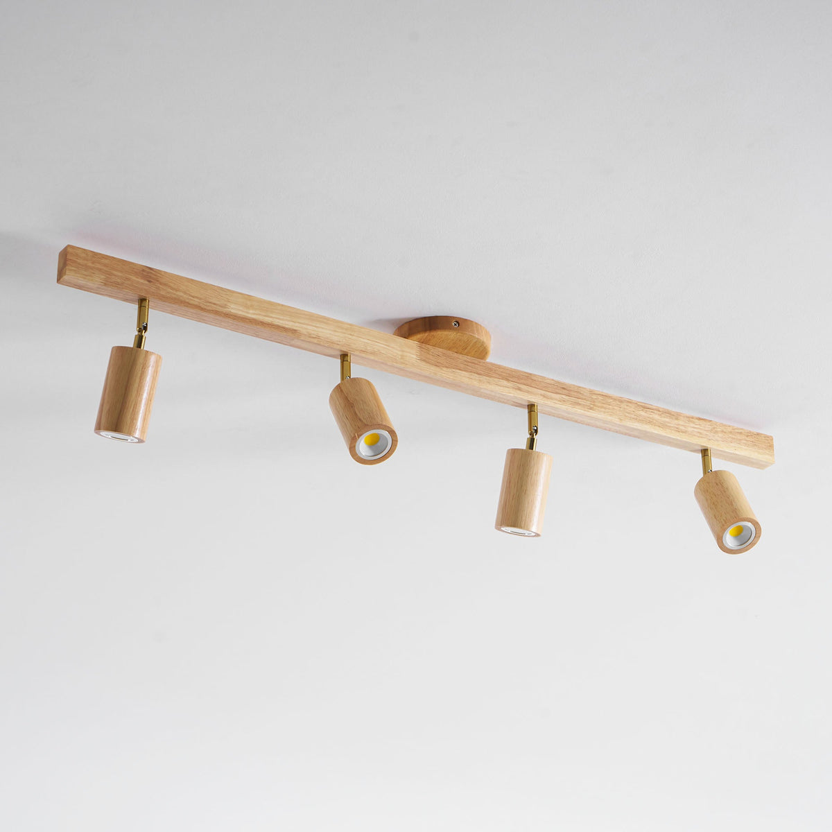 Wood beam multi head track ceiling spotlight close detail view 62