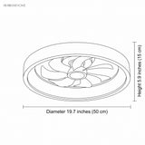 Wood LED ceiling fan light dimensions diagram