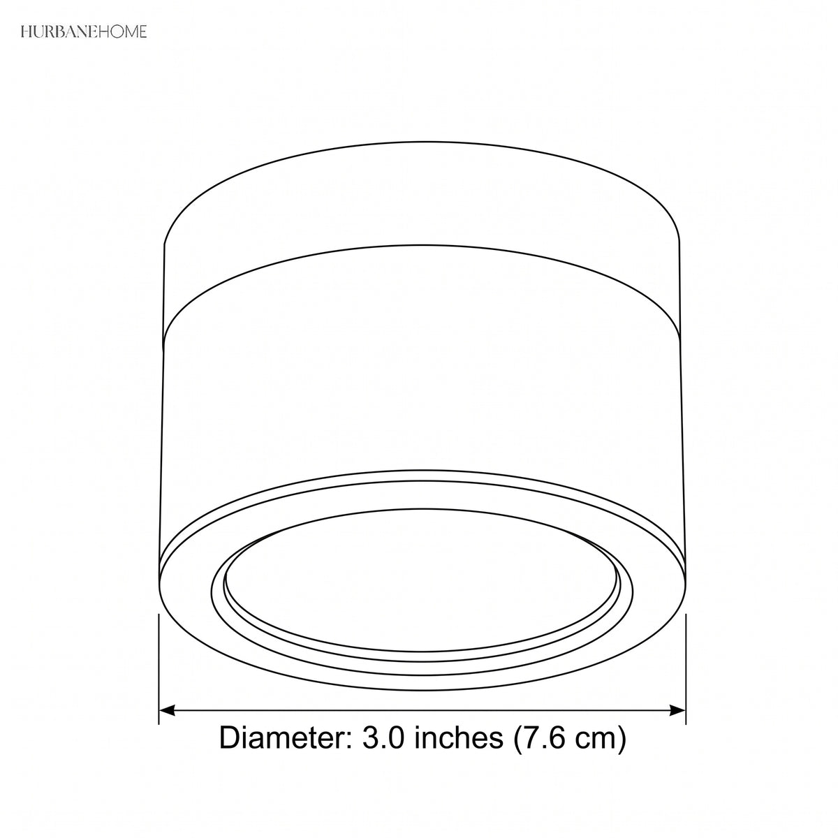 Dimension diagram showing a 3.0 inch body diameter