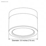 Dimension diagram showing a 3.0 inch body diameter