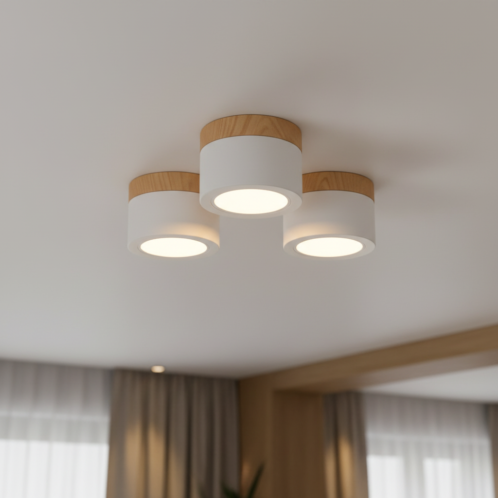 Wood Ceiling Light Surface Mount Round LED Downlight