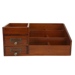 Wood Desk Organizer with Drawers - Multi - Layer Retro Organizer for Office Storage - Hurbane Home