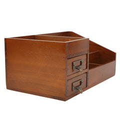Wood Desk Organizer with Drawers - Multi - Layer Retro Organizer for Office Storage - Hurbane Home