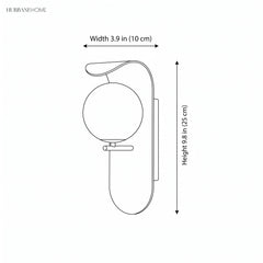 Wall sconce dimension diagram width 3.9 inch height 9.8 inch