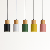 All five colours of the cylinder pendant hanging in a row