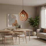 Modern Wood Pendant Light Layered Teardrop Shade