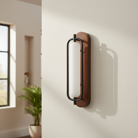 Wood sconce dimensions and installation view