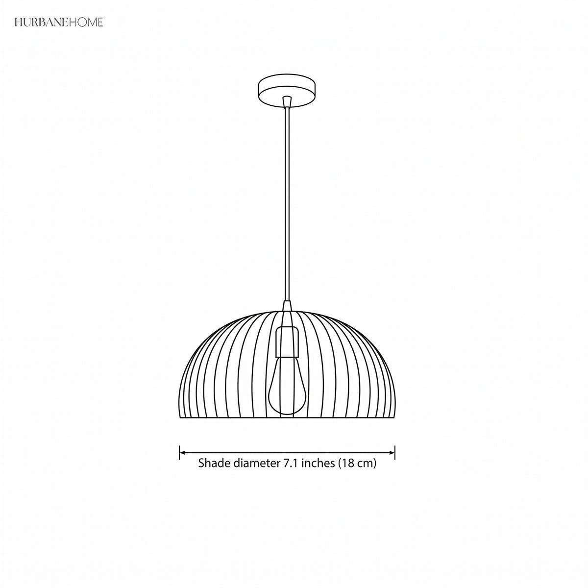 Dimension drawing of the smallest shade at 7.1 inches in diameter