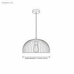 Dimension drawing of the smallest shade at 7.1 inches in diameter
