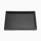 Serving tray wood with solid rectangular design and side handles