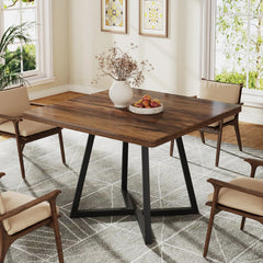 Wood Top Dining Table – Tribesigns Industrial Square Table for Four - Hurbane Home