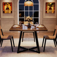 Wood Top Dining Table – Tribesigns Industrial Square Table for Four - Hurbane Home