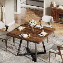 Wood Top Dining Table – Tribesigns Industrial Square Table for Four - Hurbane Home
