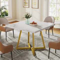 Wood Top Dining Table – Tribesigns Industrial Square Table for Four - Hurbane Home