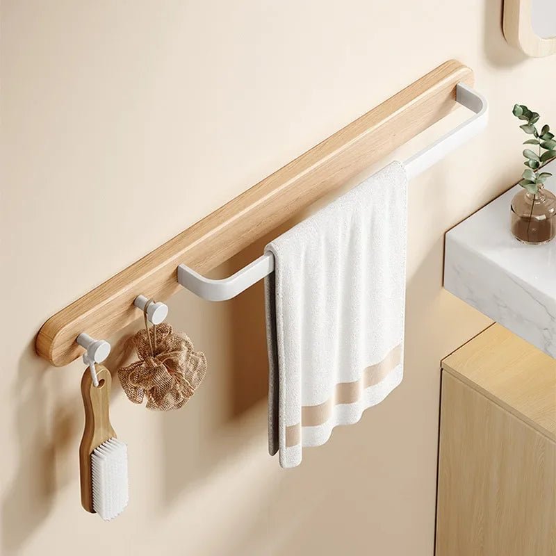 Wood Towel Rack Wall Mounted - Stylish Space - Saving Bathroom Organizer - wall mounted towel rack - Hurbane Home