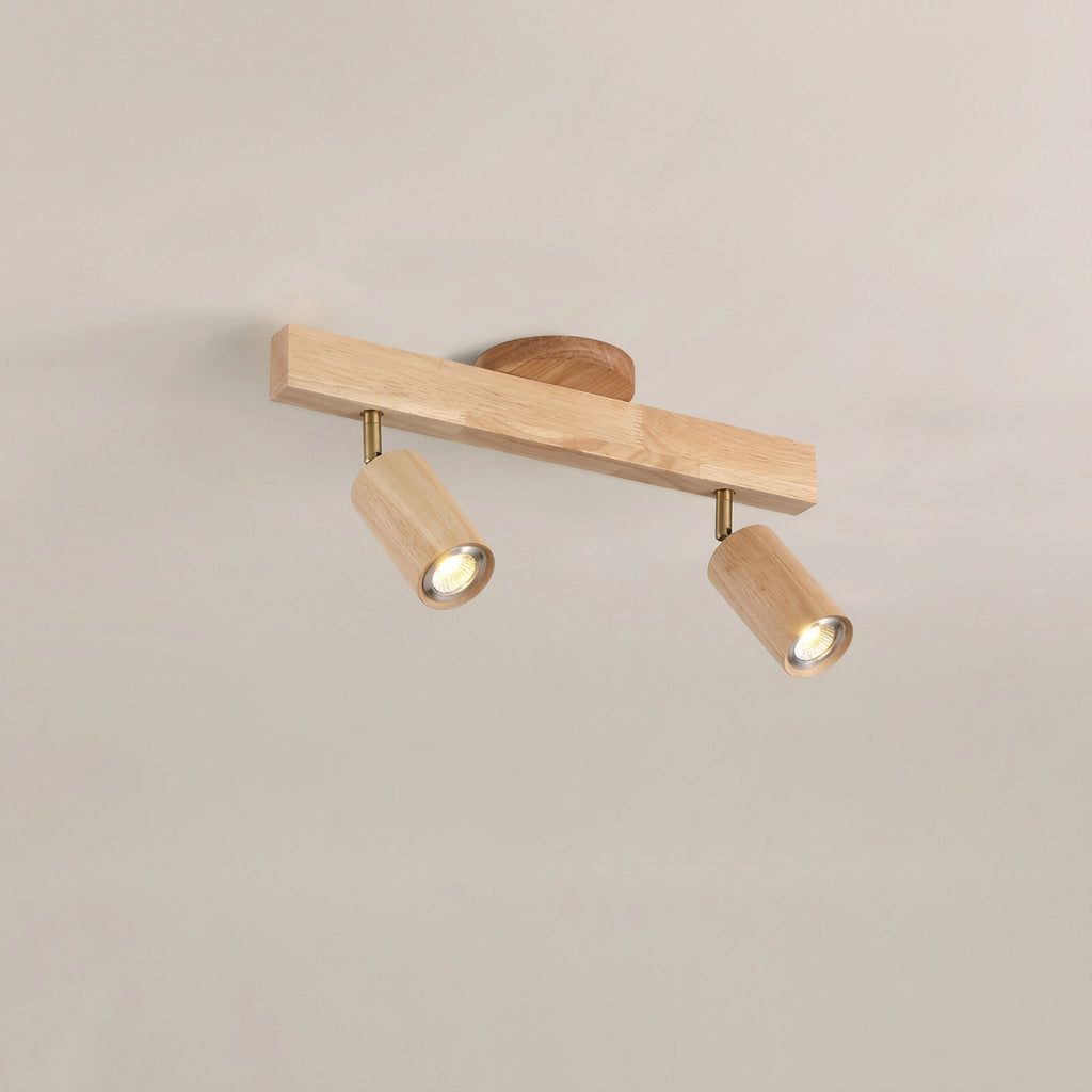Oak two head track bar measuring 45 cm long and rated 14 watts
