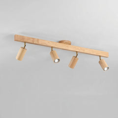 Oak four head track bar measuring 100 cm long and rated 28 watts