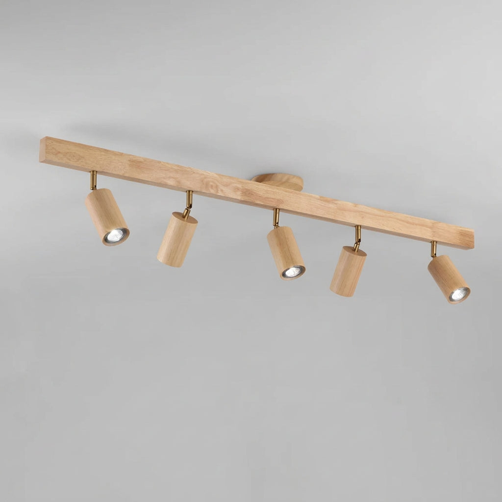 Oak five head track bar measuring 120 cm long and rated 35 watts