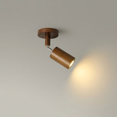 Walnut single head spotlight, 7 cm canopy and 17 cm drop at 7 watts