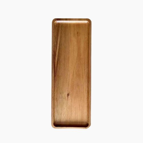Wood tray serving plate with raised edges and smooth finish