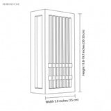 Line drawing of the wall sconce, 5.9 inch width and 11.8 to 19.7 inch height
