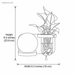Line drawing showing 9.4 in height and 6.3 in width for the sconce
