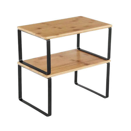 wood countertop shelves set