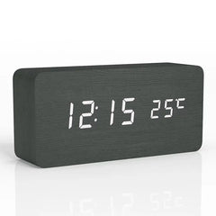Wooden Alarm Clock – LED Digital Display with Temperature for Bedroom - Hurbane Home