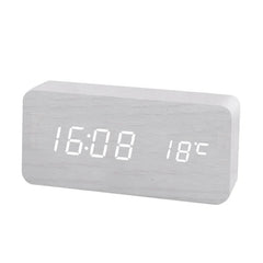 Wooden Alarm Clock – LED Digital Display with Temperature for Bedroom - Hurbane Home
