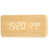 Wooden Alarm Clock – LED Digital Display with Temperature for Bedroom - Hurbane Home