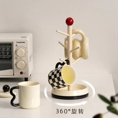 Wooden Mug Tree Stand - Space - Saving Kitchen Organizer with Classic Design - Mug Tree Holder - Hurbane Home