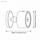 Line drawing showing sconce 2.8 inch diameter and 1.6 inch depth