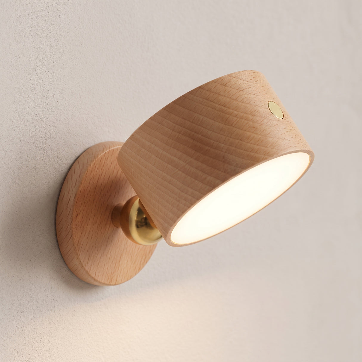Beech wooden rechargeable magnetic LED wall sconce, main product photo