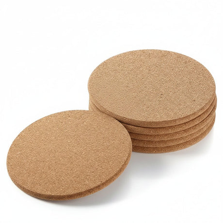 Wooden Tea Coaster Set - 6 - Pieces Eco - Friendly Cork Drink Protection - Wooden Drink Coasters - Hurbane Home