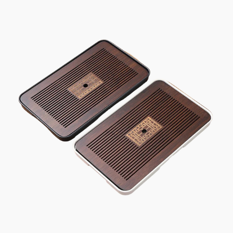 Chinese tea serving tray arranged with Kung Fu tea set
