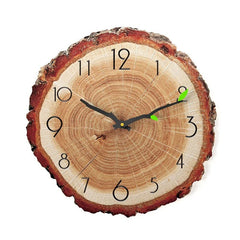Wooden Wall Clock – Vintage Bamboo Retro Rustic 12 - Inch Design - Hurbane Home