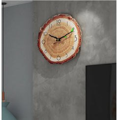 Wooden Wall Clock – Vintage Bamboo Retro Rustic 12 - Inch Design - Hurbane Home